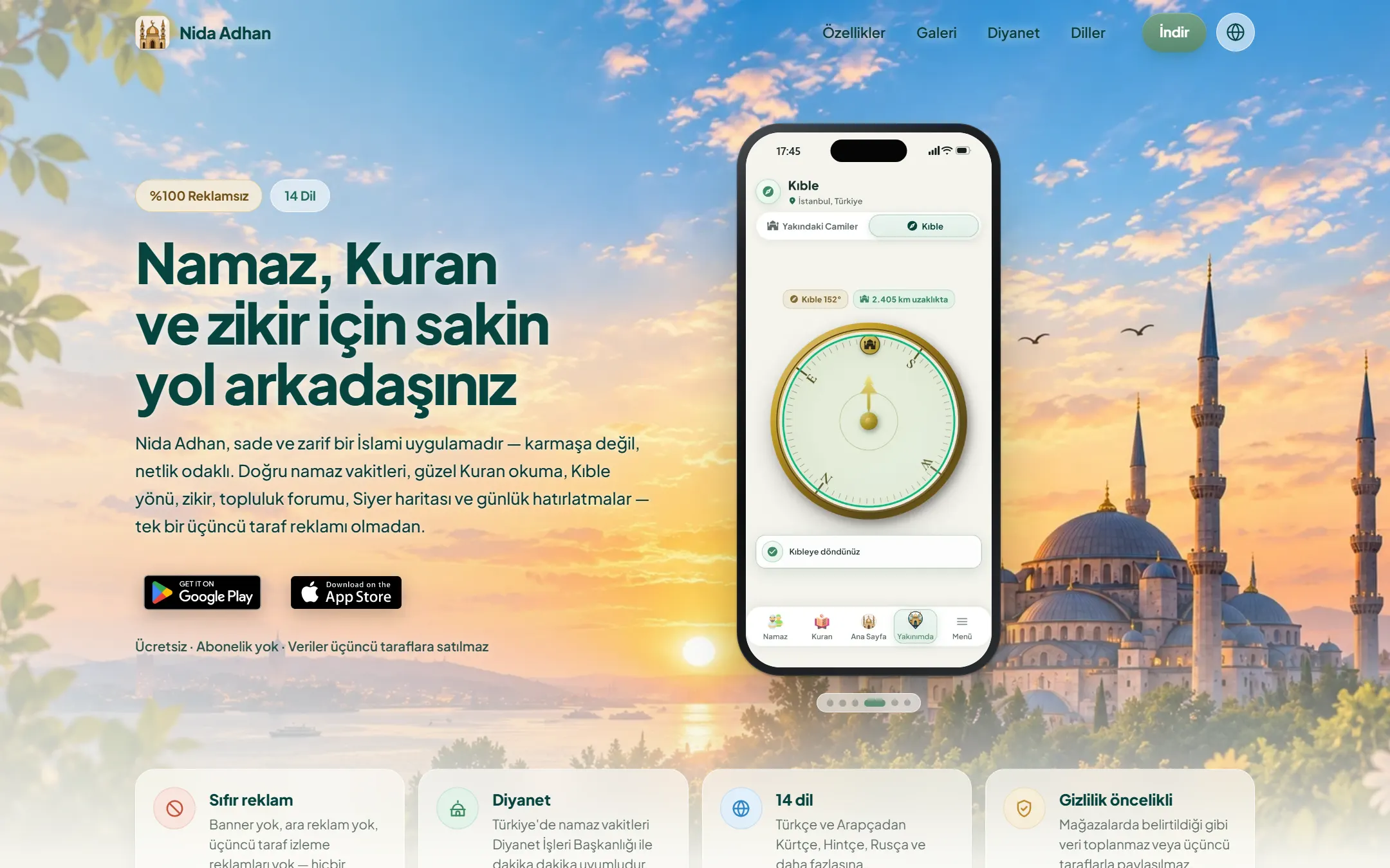 Nida Adhan masaüstü görünüm